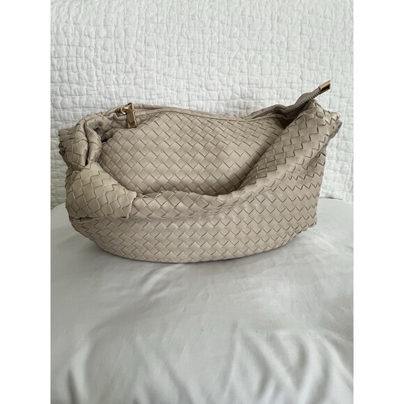 Anthropologie Melie Bianco Woven Brigitte Satchel Bag Cream EUC - Picture 2 of 10